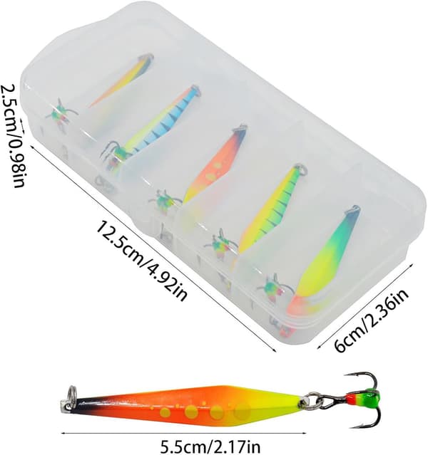 Jigfiskesluker, 5 stk, reflekterende, realistiske -