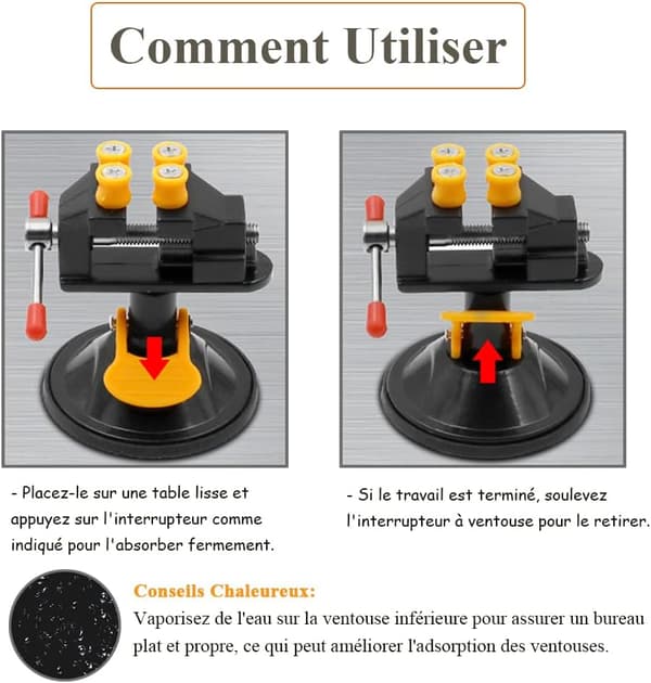 Universal Suction Cup Bench Vise, Table Clamp 360 Degree Rotation