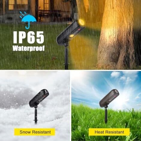 Solcelledrevne hagelys, 3000K LED-solcellelamper for utendørs bruk, IP65-klassifisering, 2 lysmoduser (skumring til daggry) for gårdsplass,