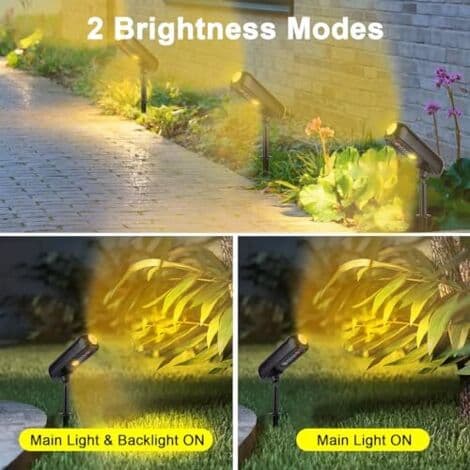 Solcelledrevne hagelys, 3000K LED-solcellelamper for utendørs bruk, IP65-klassifisering, 2 lysmoduser (skumring til daggry) for gårdsplass,