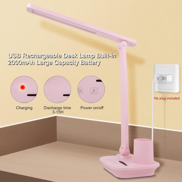 Skrivebordslampe, studiebordslampe med pennholder, sengelampe med Ti