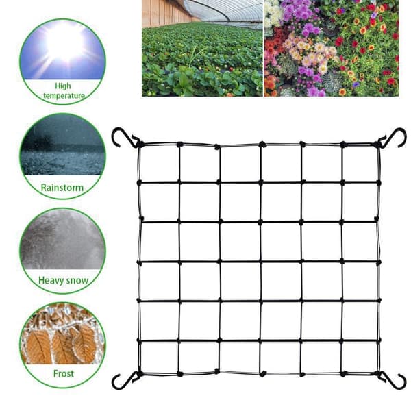 Elastisk net 90 * 90 cm plantestøtte rullende net til plantetelte, hydroponisk planterum rullende net og universelt kraftigt netnet wit