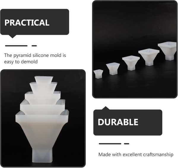 5 stk DIY Pyramide Silikoneharpiks Støbeforme 20mm-60mm, runde krystal epoxy håndværksforme