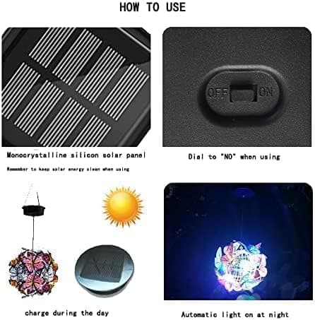 1 Stykke To-Kule Solcellelampe Sommerfugl, Hagedekorasjon