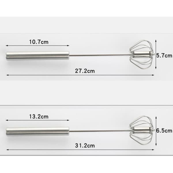 2 Rotating Whisks, Hand Mixer, Stainless Steel Rotating Mixer, Semi-Automatic Kitchen Utensils, Silver, 31.26.5 cm