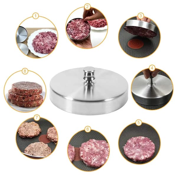 Hamburgerpresse Rustfritt Stål Hamburgerform silver