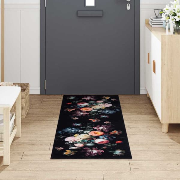Køkkenmåtte Sort 180 x 60 cm Fløjl