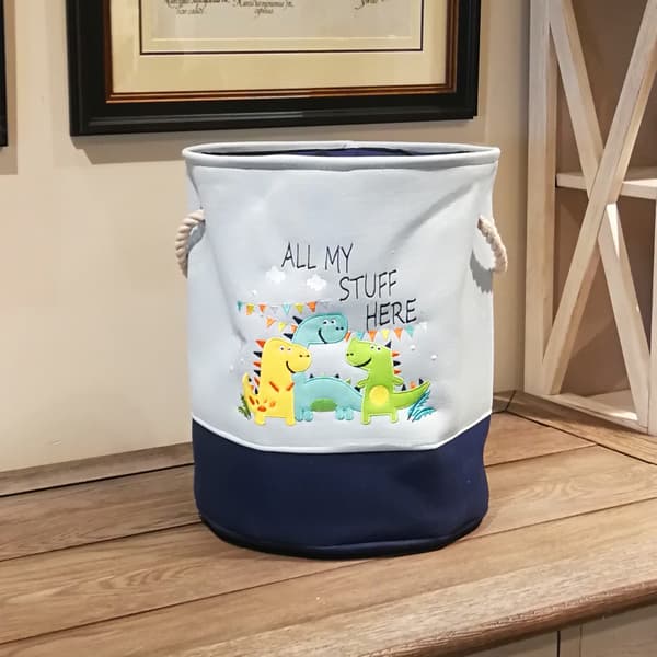 Storage Basket for Children's Room, Foldable Laundry Basket Large Organize Clothes Toy Storage - Dinosaur/Blue