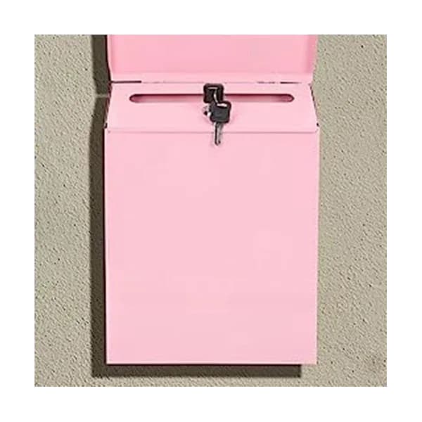 Wall-mounted mailbox with lock, wall-mounted post box, rural mailbox with key, suitable for H Pink