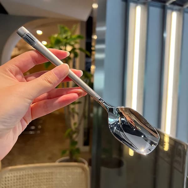 Creative Long Handle Wall Hanging Spoon Stainless Steel Dessert Gold