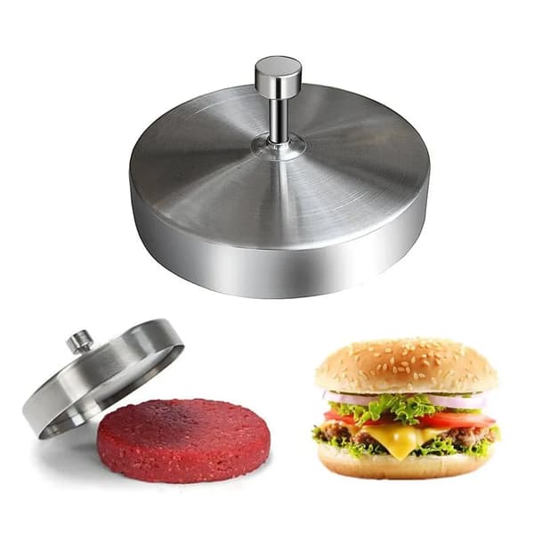 Hamburgerpresse i rustfrit stål silver