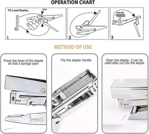 Plier Stapler Heavy Duty Office Stapler Handheld 20-Sheet Stapler Paper Stapling Machine with 2000 Staples, Silver