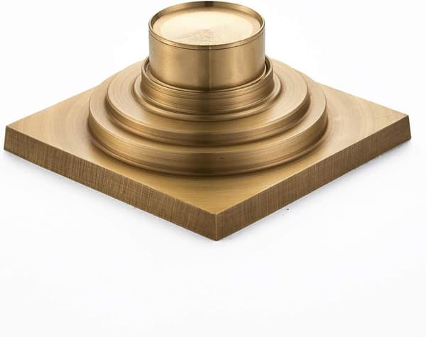 Antique Floral Pattern Engraved Unique Square Brass Shower Drain for Bathroom Floor - 10*10cm.