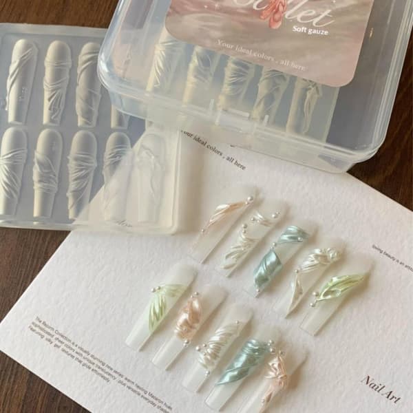 Mjuk Silke Nail Art Form DIY Hög Transparens Bandmönster 3