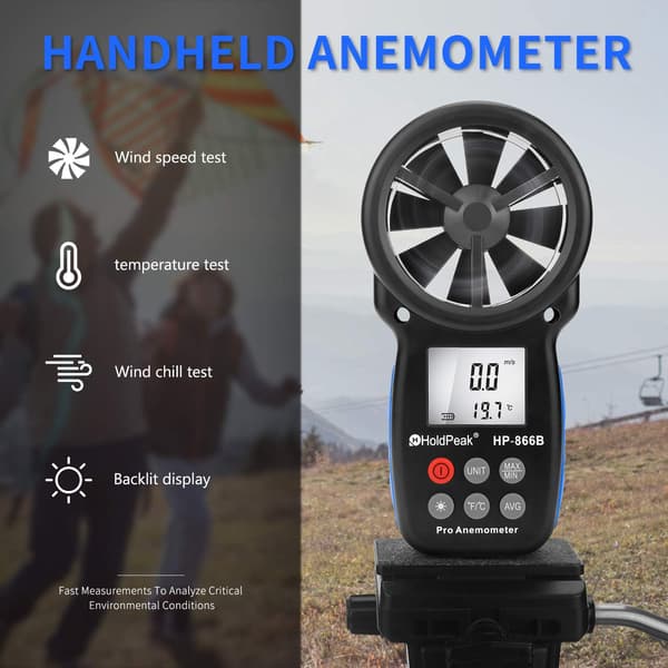 866B Digital Anemometer Handheld Wind Speed Meter for Measuring W