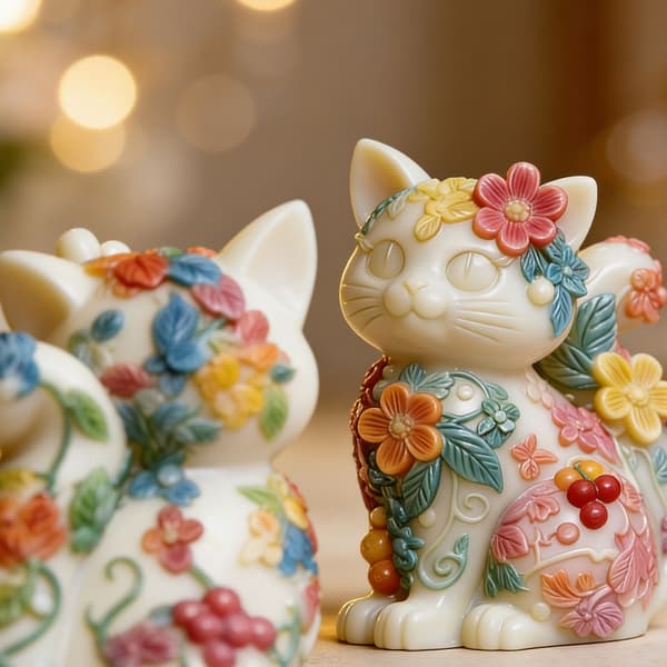 Detaljeret 3D-kat silikoneform ideel til dekorative stearinlys til hjemmet