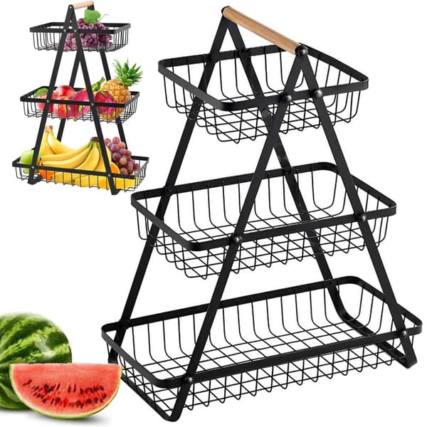 Kitchen Rack LOFT - Three-tier metal shelf with baskets 1356