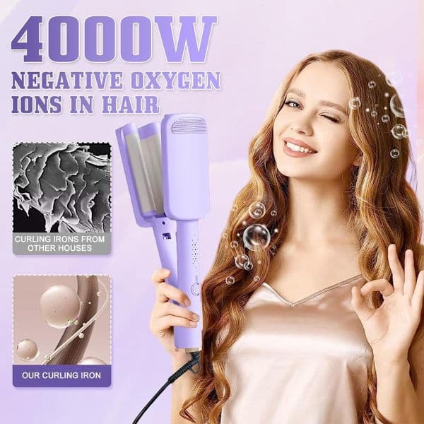 Deep Wave Curling Iron - Professional 32mm Thin Curling Iron, Adjustable Temperature (160°C-220°C) - Purple