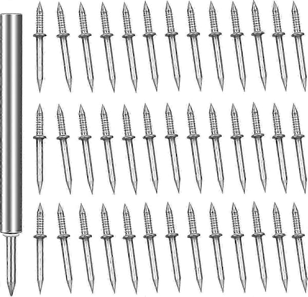 200 Pieces Double Head Nails, Seamless Double Head Nails for Skirting Boards Invisible Nail Screws with 3 Nail Specific Sleeve Tools for