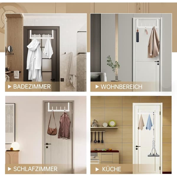 Door Hook Hanger with 6 Hooks, Wall Mounted Coat Rack in Space Aluminum
