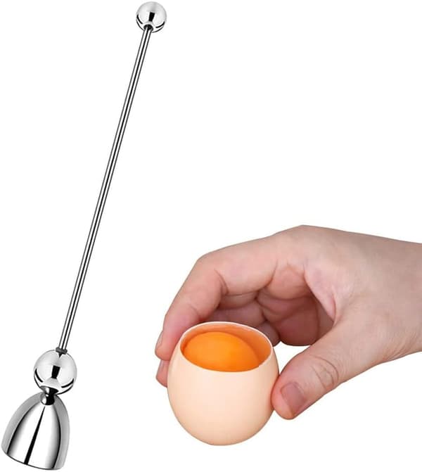 Eggeskallfjerner, eggeåpner, eggknekker i rustfritt stål, eggeskallkniv for bløtkokte egg og eggknekker-FA-