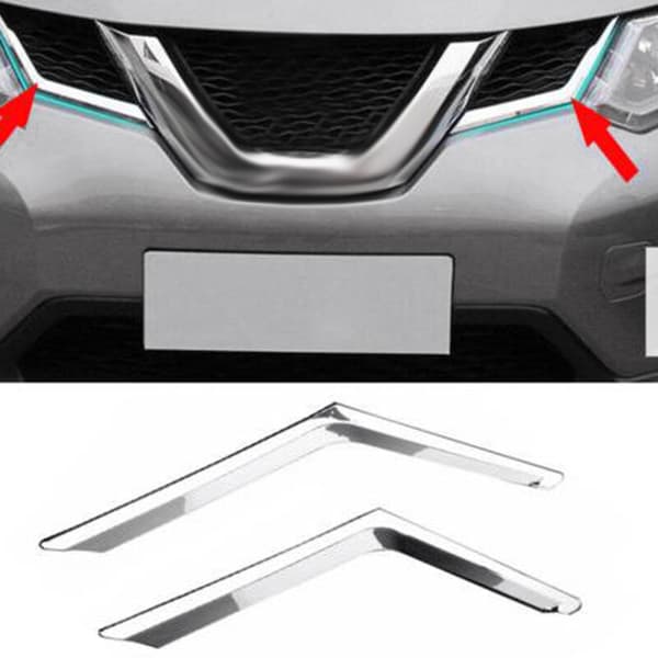 2 stk. krom frontgrill dæk trim lys hovedgrill til Rogue T32 2014 2015 2016