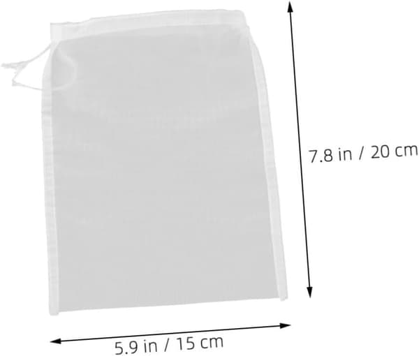10 pcs Kitchen Strainer Bag Filter Bag Ultrafine Nylon Mesh Easy to Clean White Reusable Drawstring