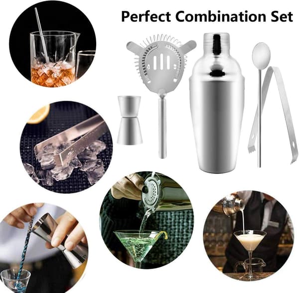 Cocktail Shaker Sæt 5 dele 350ml Rustfri Shakers til Professionelle Bartendere Begyndere