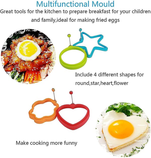 Stekt eggform for stekepanne Eggringer Silikon Pannekakeform Rund Omelettform for matlaging av egg (hjerte)