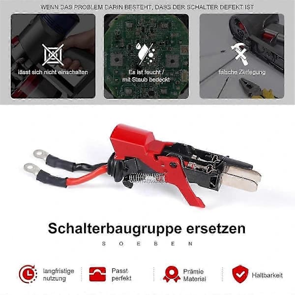 V8 Strømafbryder til V8 SV10 Støvsugertilbehør, Strømafbryder Dele Reservedele Rød