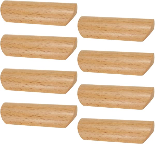 8-pack trähandtag och knoppar för skåp, 64 mm hålavstånd