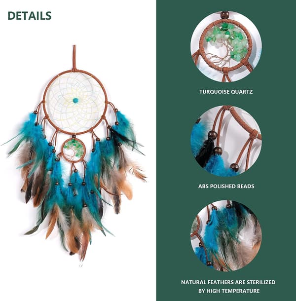 1 Pack, Handmade Native American Dream Catcher with Crystal Tree