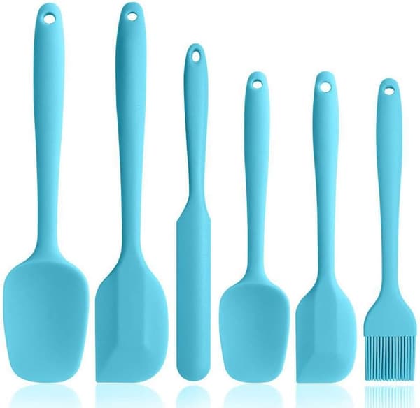 Silikonspatelsett - Rosa 6 deler non-stick gummispatel