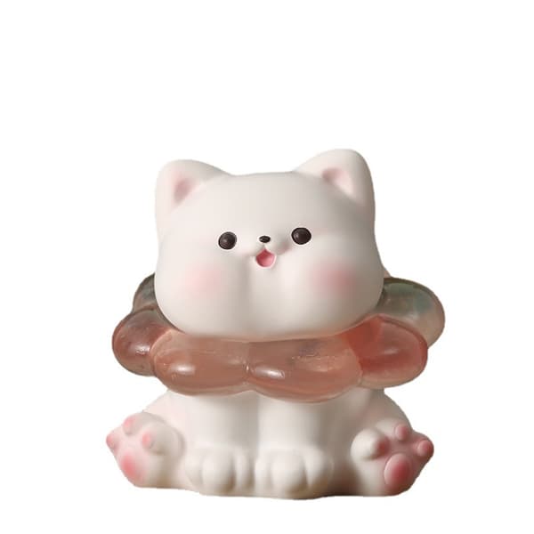 2 Cute Meowing Cat Figurines Resin Bedroom Decorations