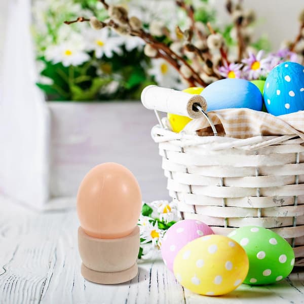 6 Pcs Wooden Egg Holders for Home Decor and Kitchen Countertop, Fresh Egg Display Stand[DB]