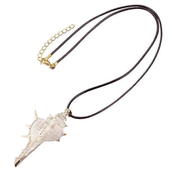 Natural Seashell Scallop Conch Pendant Necklace Long Rope Chain