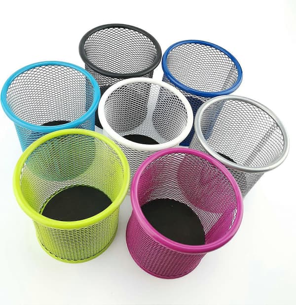Metal Penholder Rund Tråd Metalnet Multifunktionel Kop til Kuglepen Diameter 85 mm Sort