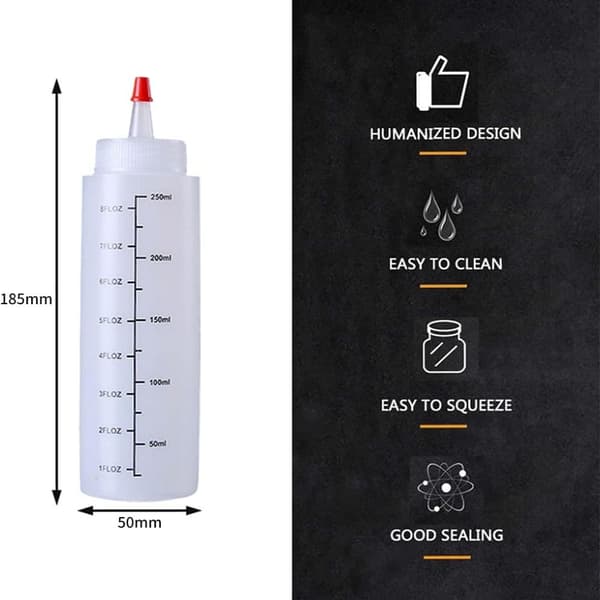Squeeze Bottles for Sauces, Small Squeeze Bottle with Nozzle for Precise Portion Control, Plastic Bottles for Kitchen