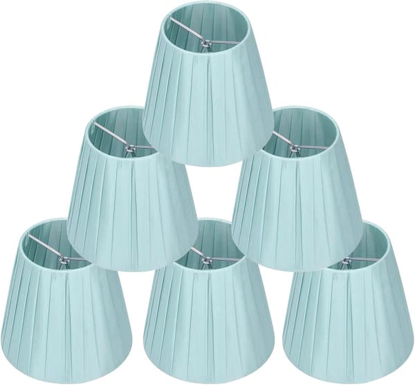6-pack Small Fabric Lampshades, Lampshade for Bedside Table, Chandelier (light blue) light blue