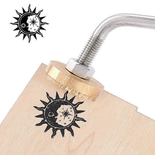 Cake/Wood Stamp Creative Bakery Embossing Iron Hot Branding Brass Mold with Handle Sun Pattern 30mm