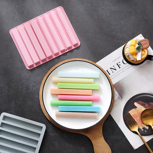 8-hullers silikone farveblyantform chokolade gumpaste forme halvcirkelformede