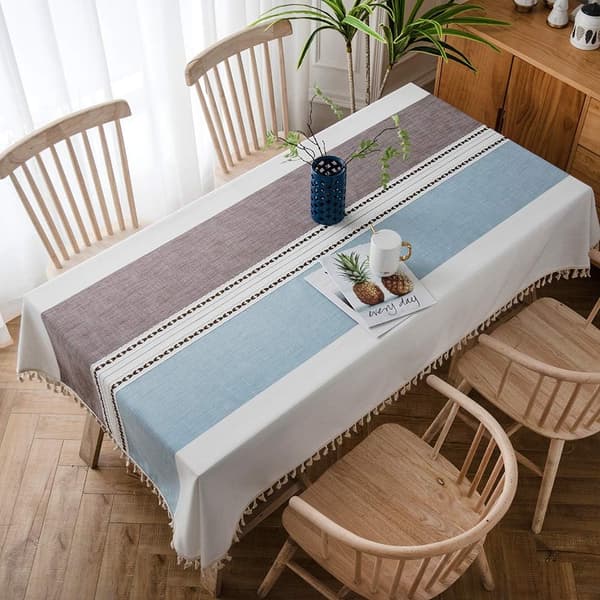 Country Chic Duk Lin Bomullsduk 140x180 cm Rektangulær Duk for Kjøkkenbordsdekorasjon