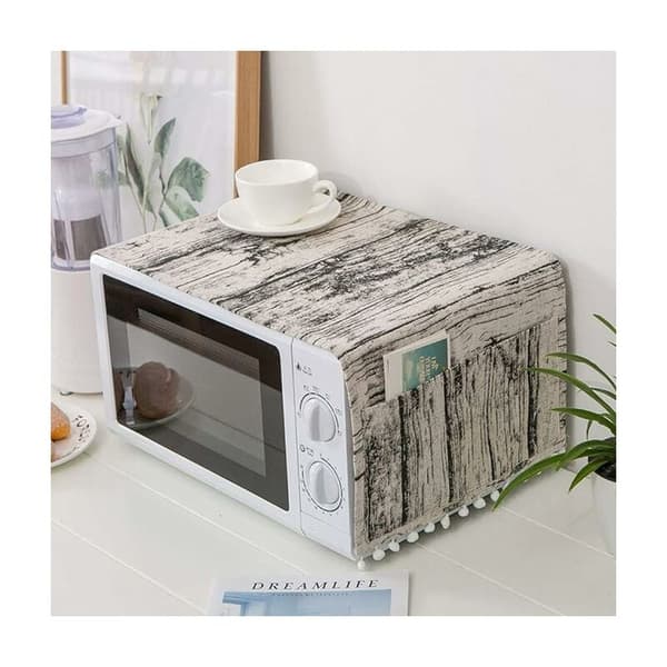 Linen Microwave Cover with Wood Grain 30 cm x 90 cm