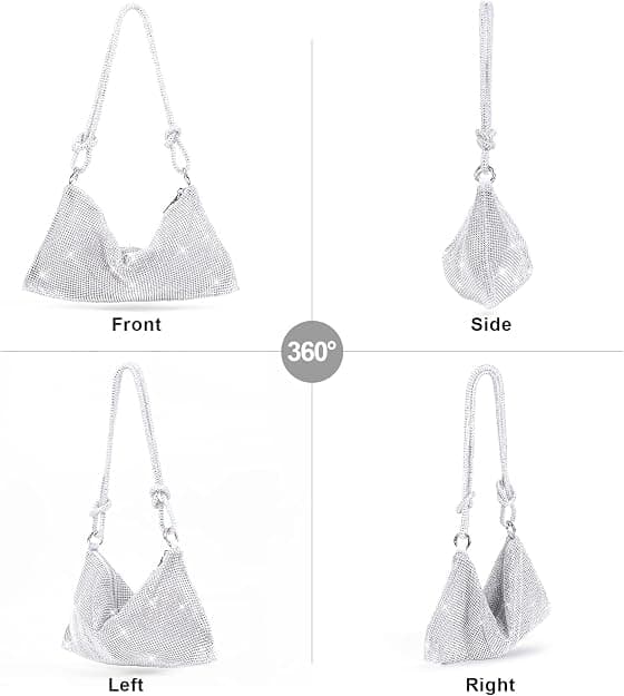 Crossbody-väska för kvinnor, silver clutch-väska, handväska