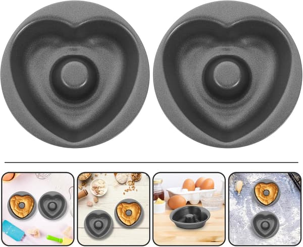 Donutform af kulstofstål bageform 2 stk hjerteformet med non-stick glat