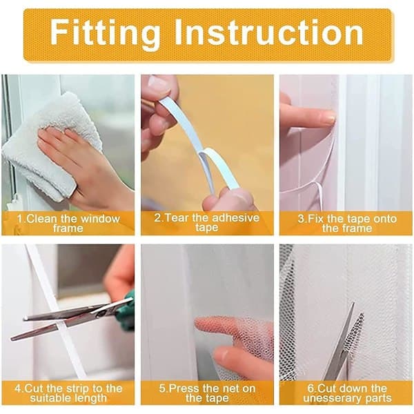 Cuttable Window Screen, Set of 4 Window Screens, Upgraded Fly Screen with Fine Mesh Adhesive Strap