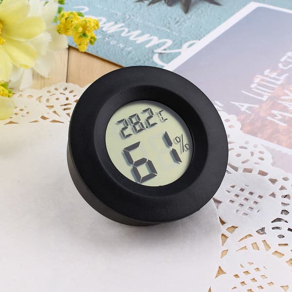 Hilitand Digital Cigar Humidor Hygrometer Termometer Sort Rund Urskive Lagertilbud