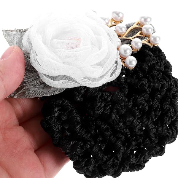 Blommor hårklämma från väv och metall, 2-pack, vit -