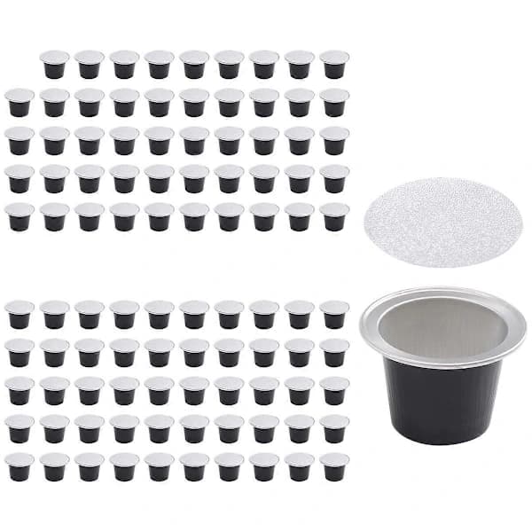 【xj】100 Sett Påfyllbare Kaffekapsler Nespresso Pod for Nescafe Automatisk Kaffemaskin