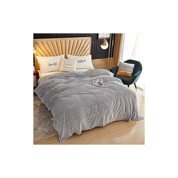Extra Throw Blanket, Fleece Throw Blanket (Grey and White, 120x200cm) KLB